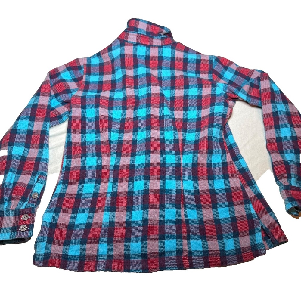 Patagonia Flannel Womens Size 6 Blue Red Pink Plaid Flannel Organic Cotton - Picture 2 of 7